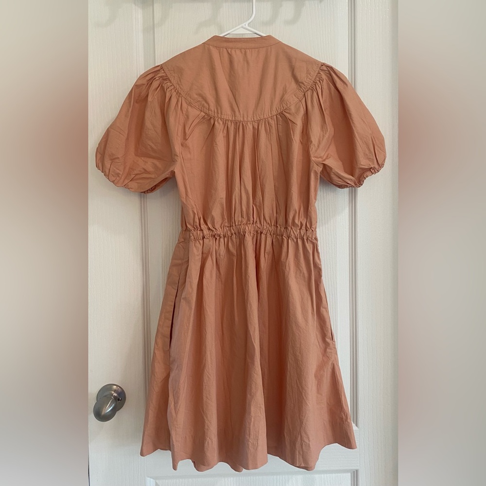 NWT J. Crew Women's Midi Dress Peach Coral Colored Ballon Sleeve Button Front - Picture 2 of 6